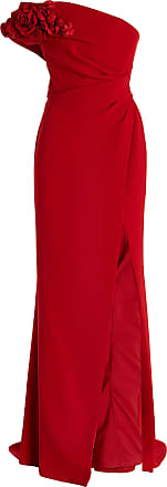 Marchesa Womens Asymmetric Crepe Column Gown - Red - Moda Operandi