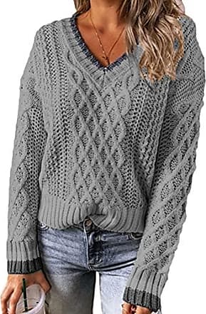 Tomwell Femme Pull en Tricot Col Rond Manches Longues Sweater Chaud Blouse Tops Haut Pullover Automne Hiver