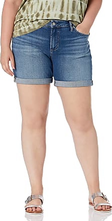 24W X 9L Womens Plus Size Suki Mid-Rise Curvy Bermuda Short vintage light Silver Jeans Co 