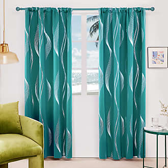 Rod pocket Turquoise Ruffle Cotton Door & Window Curtain Panels 42 X 70 Inch 