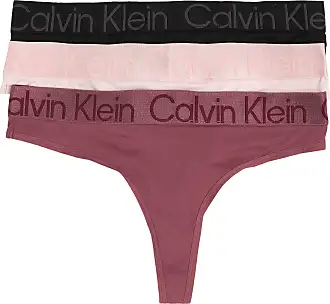 Calvin Klein Underwear Women's Motive Cotton Thong 3 Pack - Black/Nymp