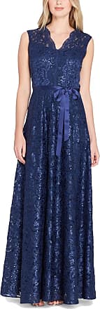 Tahari by ASL Womens Embroidered lace Sleeve, Navy, 8