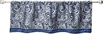 Madison Park Aubrey Faux Silk Paisley Jacquard, Rod Pocket Curtain with Privacy Lining for Living Room, Kitchen, Bedroom and Dorm, 50 in x 18 in, Navy