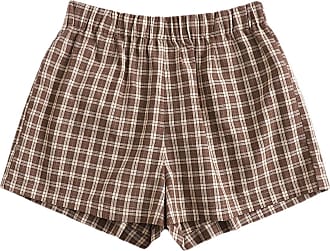 MakeMeChic Women's Elastic Waisted Plaid Shorts Lounge Pajama