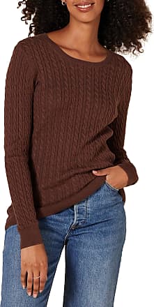 Essentials Women's Lightweight Long-Sleeve Cable Crewneck Sweater  (Available in Plus Size)