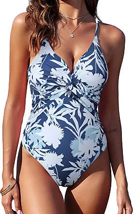  ZAFUL Women's Twist Front O Ring Bikini Sets Push Up Swimsuits  V Neck Lace Up Two Piece Bathing Suits Blue : Clothing, Shoes & Jewelry