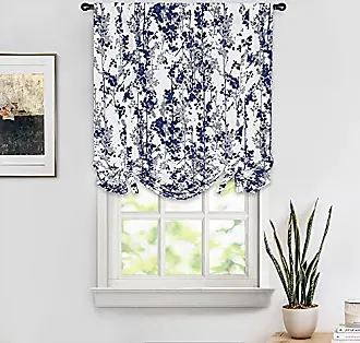 DriftAway Claire Watercolor Floral Leaves Room Darkening Thermal Insulated  Tie Up Curtain for Kitchen Bathroom Small Window Adjustable Balloon Tie Up