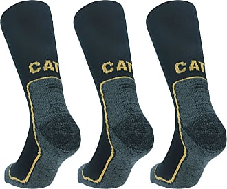 3 Pairs Caterpillar CAT Crew Mens Work Socks Reinforced Heel & Toe Hardwearing 