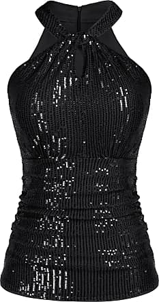 GRACE KARIN Women's Sequin Sparkle Halter Tank Tops Keyhole Knot Neck Slim  Fit Cocktail Top : : Clothing, Shoes & Accessories