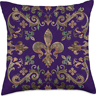 18x18 Multicolor Creativemotions Fleur-de-lis pattern luxury red Throw Pillow 