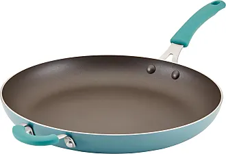 Rachael Ray 14-inch Cucina Hard-Anodized Nonstick Skillet with Helper Handle, Gray/Agave Blue