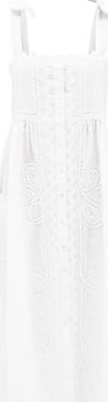 Juliet Dunn Tie-shoulder Rickrack-trimmed Cotton Midi Dress - Womens - White