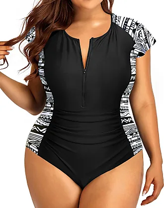 Holipick Plus Size One Piece Swimsuit for Women Tummy Control Cap Sleeves  Bathing Suits Zipper Front Rash Guard Swimwear : : Clothing, Shoes