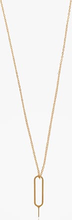 Saint Laurent Sim Key Rhinestone Charm Necklace - Silver