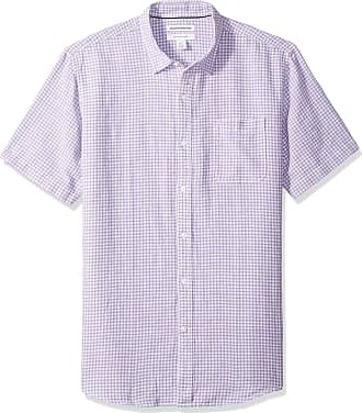 Essentials Men's Regular-fit Long-Sleeve Linen Cotton Pattern Shirt