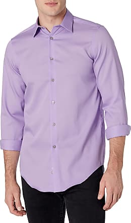 Calvin Klein Mens Non Iron Slim Fit Solid Point Collar Dress Shirt, Iris, 16 Neck 34-35 Sleeve (Large)