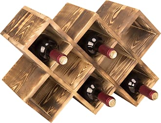 MyGift 8-Bottle Rustic Graywashed Wood Wine Storage Rack 