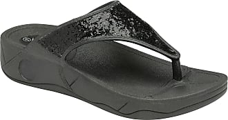 Dunlop Ladies Brown Beige Summer Sandals Flip Flops Casual New Wedge Toe Post 