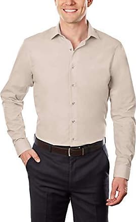 Kenneth Cole Kenneth Cole Unlisted Mens Dress Shirt Slim Fit Solid, Almond, 17-17.5 Neck 36-37 Sleeve