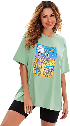 Janepam Women T-Shirt for Summer Spring Tops Tie-dye Short/Long Sleeve O-Neck Loose Plus Size Tee Shirt Blouse 