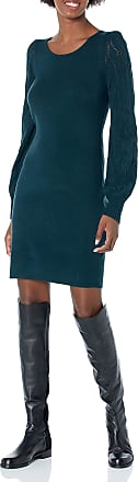 Gabby Skye Womens Puff Sleeve Sweater Dress, Hunter, XL, X-Large