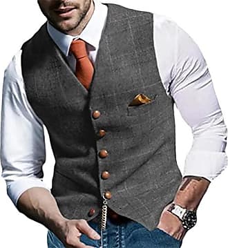 6XL Solid Vest Gilet Et Cravate Costume ou smoking Formelle Prom Beige XS 