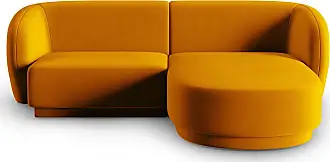 CXL by Christian Lacroix Sofá esquinero modular derecho 3 plazas de terciopelo amarillo