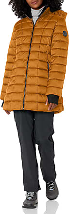 HFX Women's 3/4 Stretch Hooded Puffer Jacket Water Resistant 