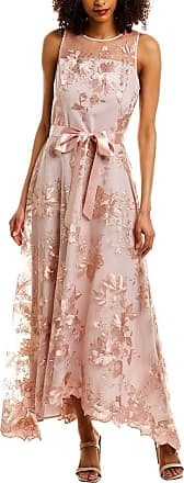 Tahari by ASL Womens Sleeveless Sequin Knit Gown, Blush Floral Embroidered, 10
