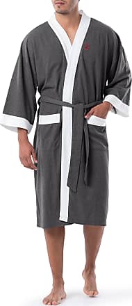 OMINA Mens Bathrobe Terry Cloth Hooded Big and Tall Shawl Collar Dressing Gown Lounge Fleece Robe 