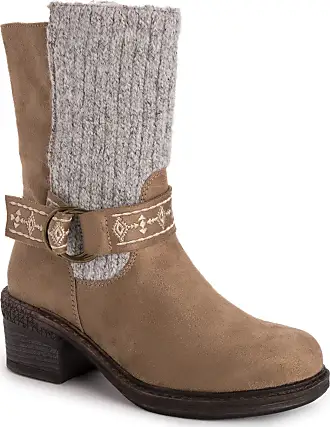 LUKEES by MUK LUKS Women's Lacy Leo Boots-Stone 6