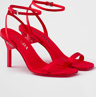 Prada 85mm geometric-heel satin sandals - Red