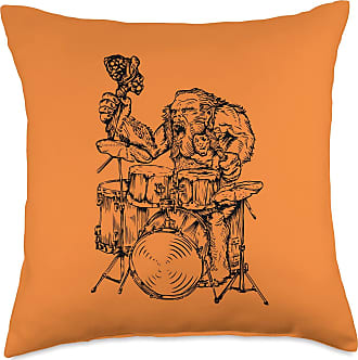 SEEMBO Spaceman Playing Drummer Musician Drumming Band Throw Pillow Multicolor 18x18