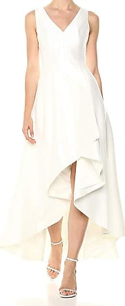 Calvin Klein Sleeveless V-Neck Gown with High-Low Design - Womens Formal Dresses for Special Occasions, Eggshell, 10