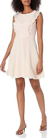 Nanette Lepore Womens Slvls Chiffon F&F Dress W/Lace Bodice, Bellini Fizz, 10