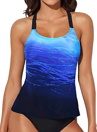  Women Tankini Top Only V Neck Bathing Suit Top Tummy Control  Swimsuit Top Ruched Swim Top Without Bottom Multicolor XXX-Large