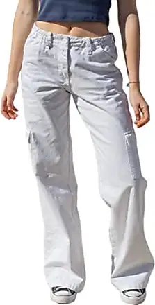 Pantalon cargo ample pour femme - Pantalon cargo Y2K - Taille haute -  Pantalon cargo - Pantalon cargo hip hop (taille : large, couleur : blanc  cassé)
