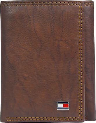 Tan Zed Tommy Hilfiger Mens RFID Blocking 100 Percent Leather Slimfold Wallet Bi-Fold One Size 