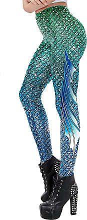 Halloween Leggings For Women Ladies, Stretch High Waisted Pencil Pants,  Skinny Cropped Trousers(new), 3d Mermaid Fish Scal Leggings Fancy Dress S-xl