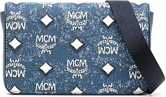  MCM Women's Dessau Drawstring Mini Bag, Denim, Blue, Print,  One Size