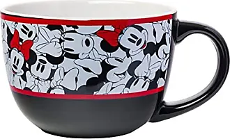 Silver Buffalo Disney Mickey Mouse Red-Striped Ceramic Soup Mug With Spoon  | Holds 24 Ounces