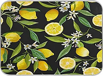 Lemon Dish Drying Mat 18X24 Inch Reversible Green Leaves Dish Drainer Mats  with