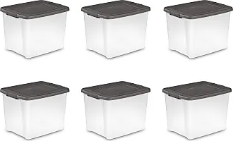 Sterilite 32 Qt Gasket Box, Stackable Storage Bin with Latching Lid and  Tight Seal Plastic Container to Organize Basement, Clear Base and Lid,  12-Pack