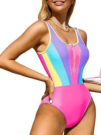 MakeMeChic Women's Tropical Short Sleeve Zip Front One Piece