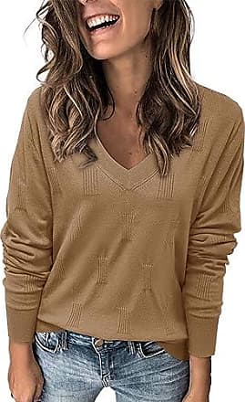 Pull long femme col en v surdimensionné pull en tricot marron ample femme  pulls femme automne hiver haut streetwear 221F 210420