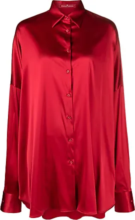 Red Satin Button Front Shirt