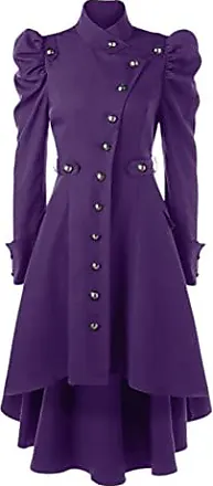 Manteau cintré boutonné violet foncé femme