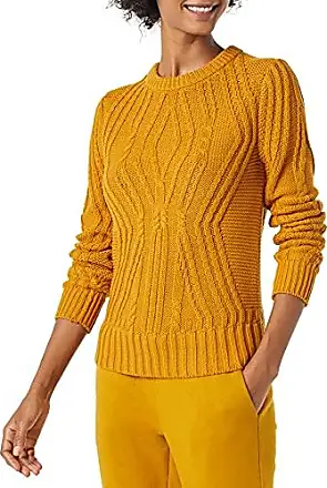   Essentials Women's 100% Cotton Crewneck Cable Sweater,  Beige, X-Small : Clothing, Shoes & Jewelry