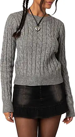 Cable-knit Sweater - Dark gray melange - Ladies
