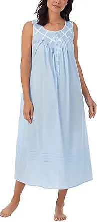 Eileen West Cotton Dobby Stripe Woven Sleeveless Short Nightgown White MD  at  Women's Clothing store